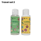 Matkasetti shampoo, hoitoaine + matkalaukku